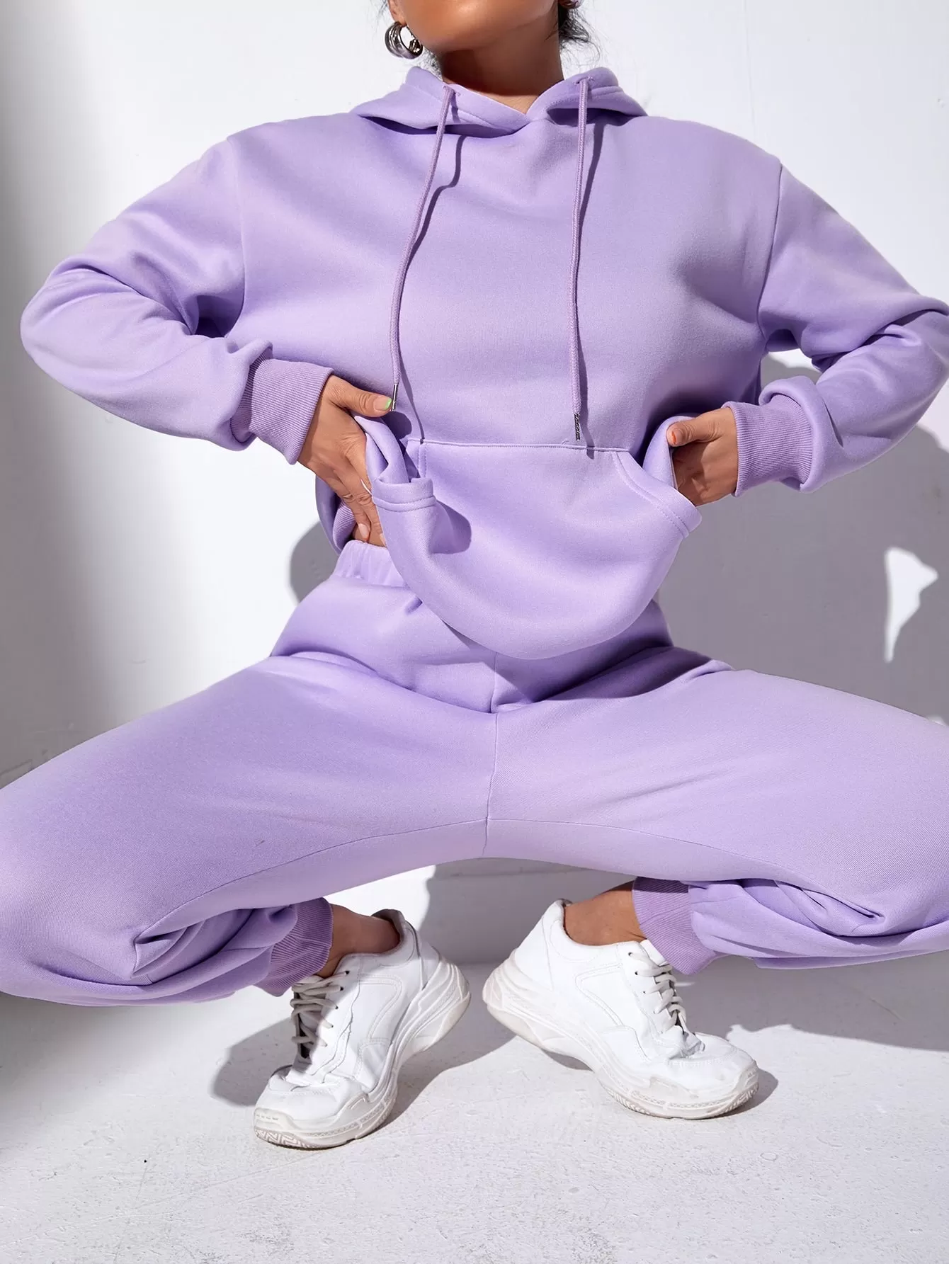 Kangaroo Pocket Drawstring Hoodie Joggers