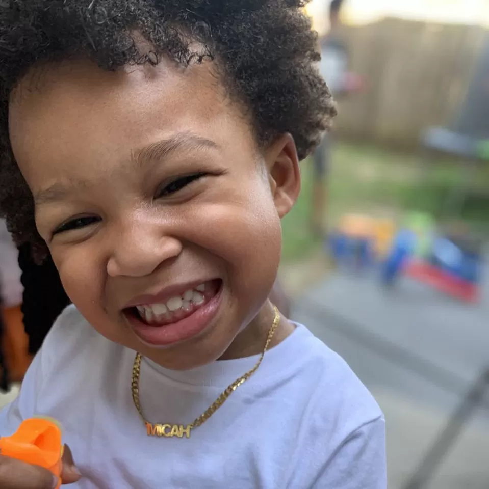 Kids Block Name Necklace on Cuban Chain