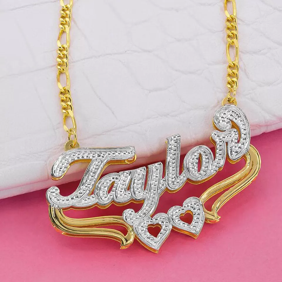 Kids Double Plated 3D Curved Name Necklace