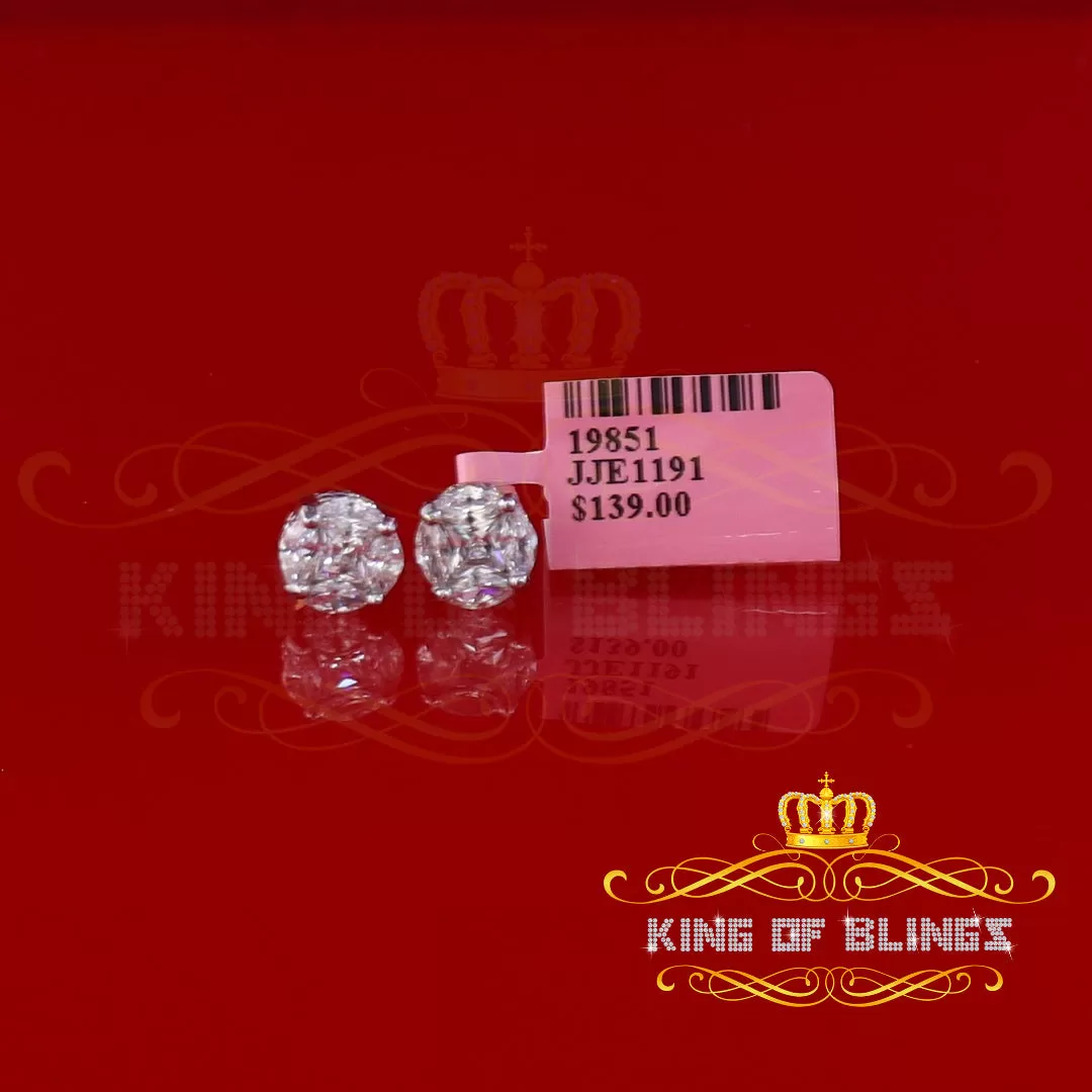 King of Bling's 1.74ct Sterling Yellow 925 Silver Cubic Zirconia Women's & Men's Round Earrings