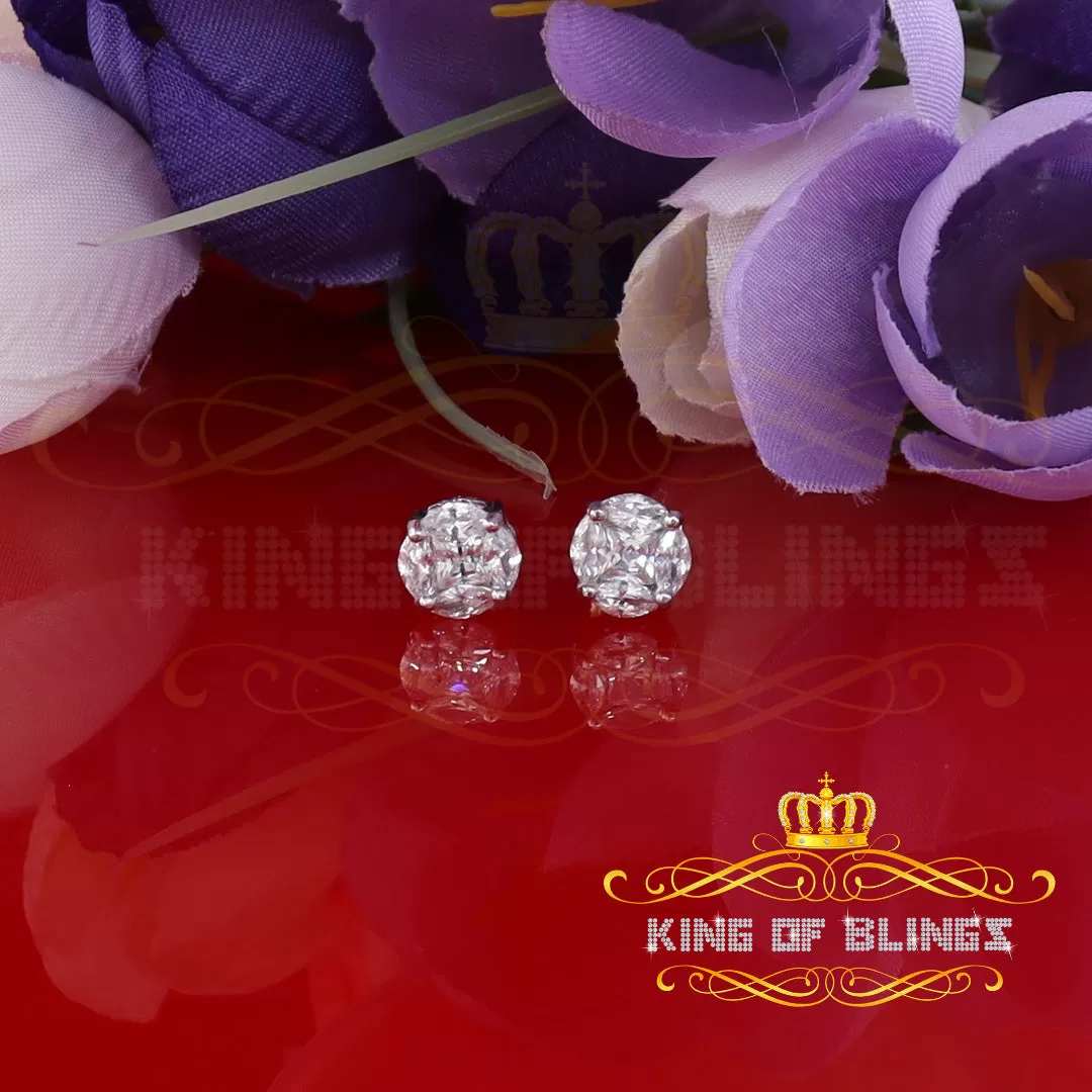 King of Bling's 1.74ct Sterling Yellow 925 Silver Cubic Zirconia Women's & Men's Round Earrings