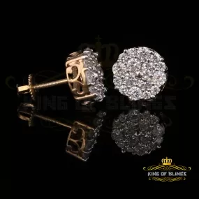 King of Bling's Aretes Para Hombre 925 Yellow Silver 2.48ct Cubic Zirconia Round Women's Earring