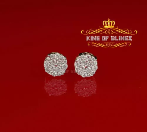 King of Bling's Aretes Para Hombre 925 Yellow Silver 2.48ct Cubic Zirconia Round Women's Earring