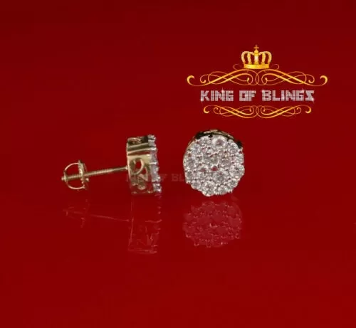 King of Bling's Aretes Para Hombre 925 Yellow Silver 2.48ct Cubic Zirconia Round Women's Earring