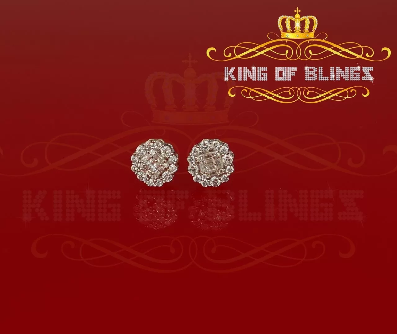 King of Blings- 0.94ct Cubic Zirconia 925 White Sterling Silver Women's Hip Hop Flower Earring