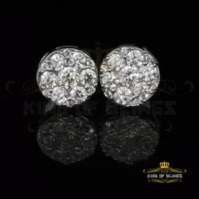 King of Blings- 0.94ct Cubic Zirconia 925 White Sterling Silver Women's Hip Hop Round Earrings