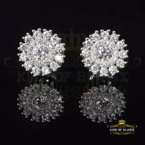 King of Blings- 1.28ct Cubic Zirconia White 925 Sterling Silver For Men's/Womens Round Earrings