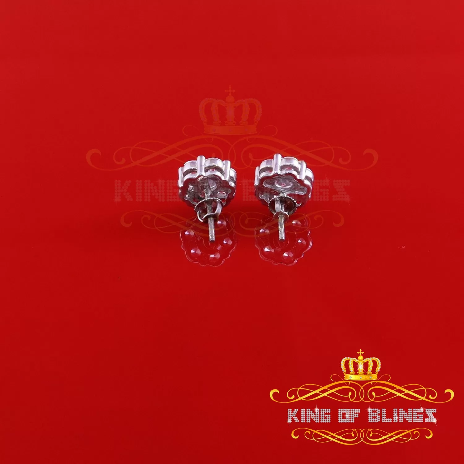 King of Blings- 925 Sterling White Silver 3.00ct Diamond Women's /Men's Hip Hop Flower Earrings