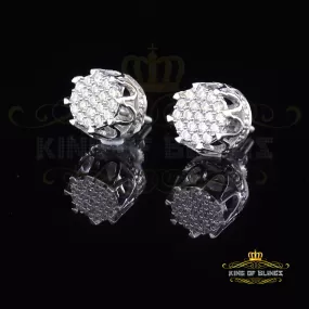 King of Blings- 925 White Sterling Silver 0.58ct Cubic Zirconia Women's Hip Hop Flower Earrings