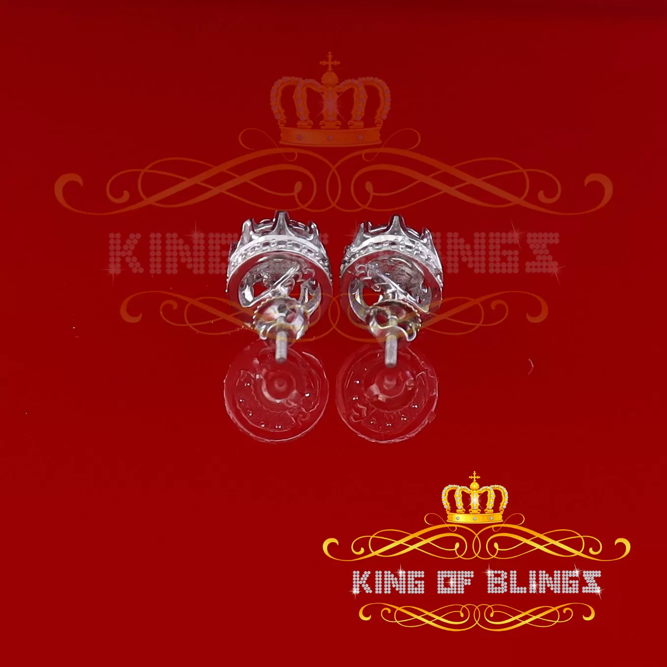 King of Blings- 925 White Sterling Silver 0.58ct Cubic Zirconia Women's Hip Hop Flower Earrings