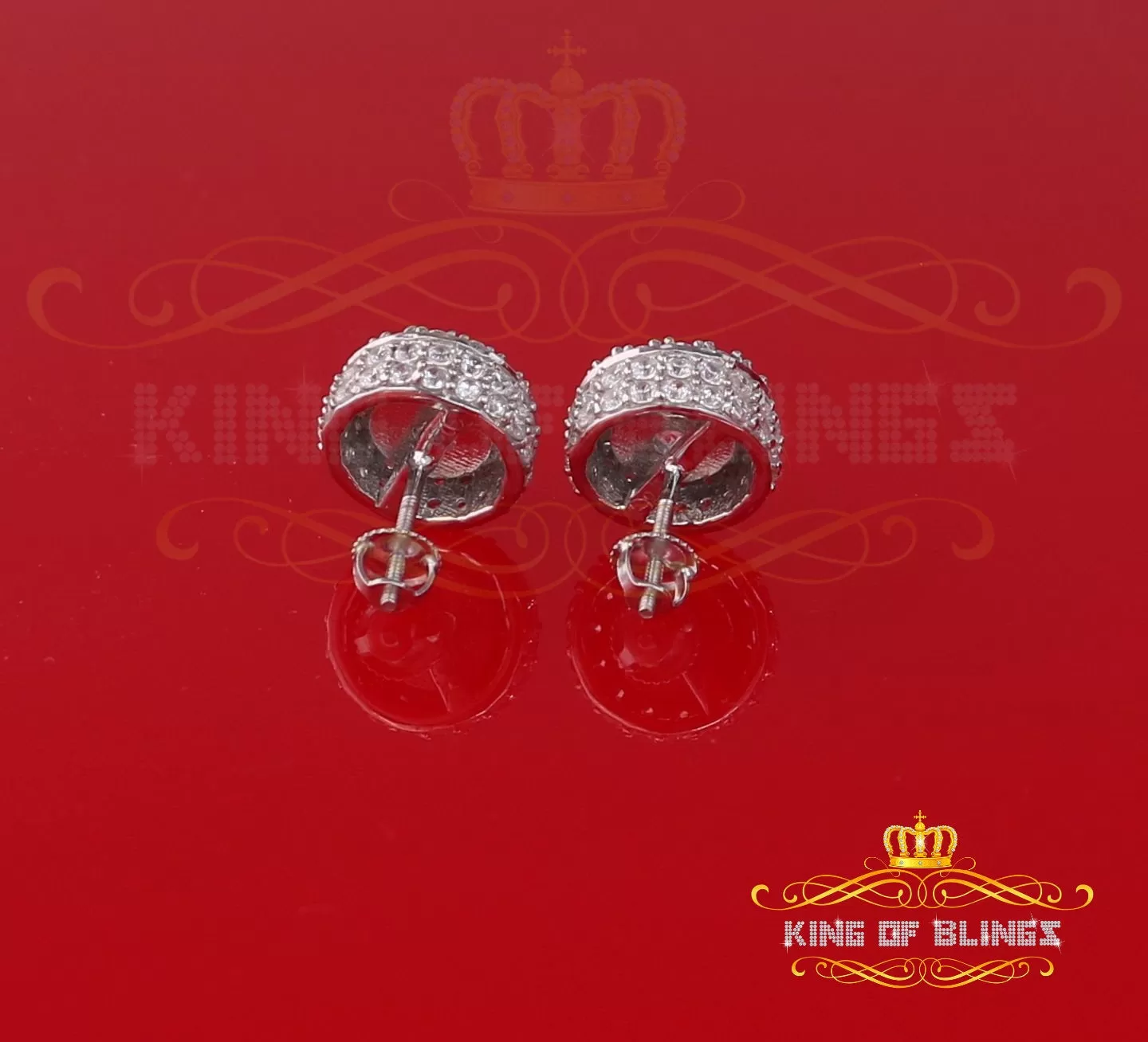 King of Blings- Aretes Para Hombre 925 White Silver 6.57ct Cubic Zirconia Round Women's Earrings