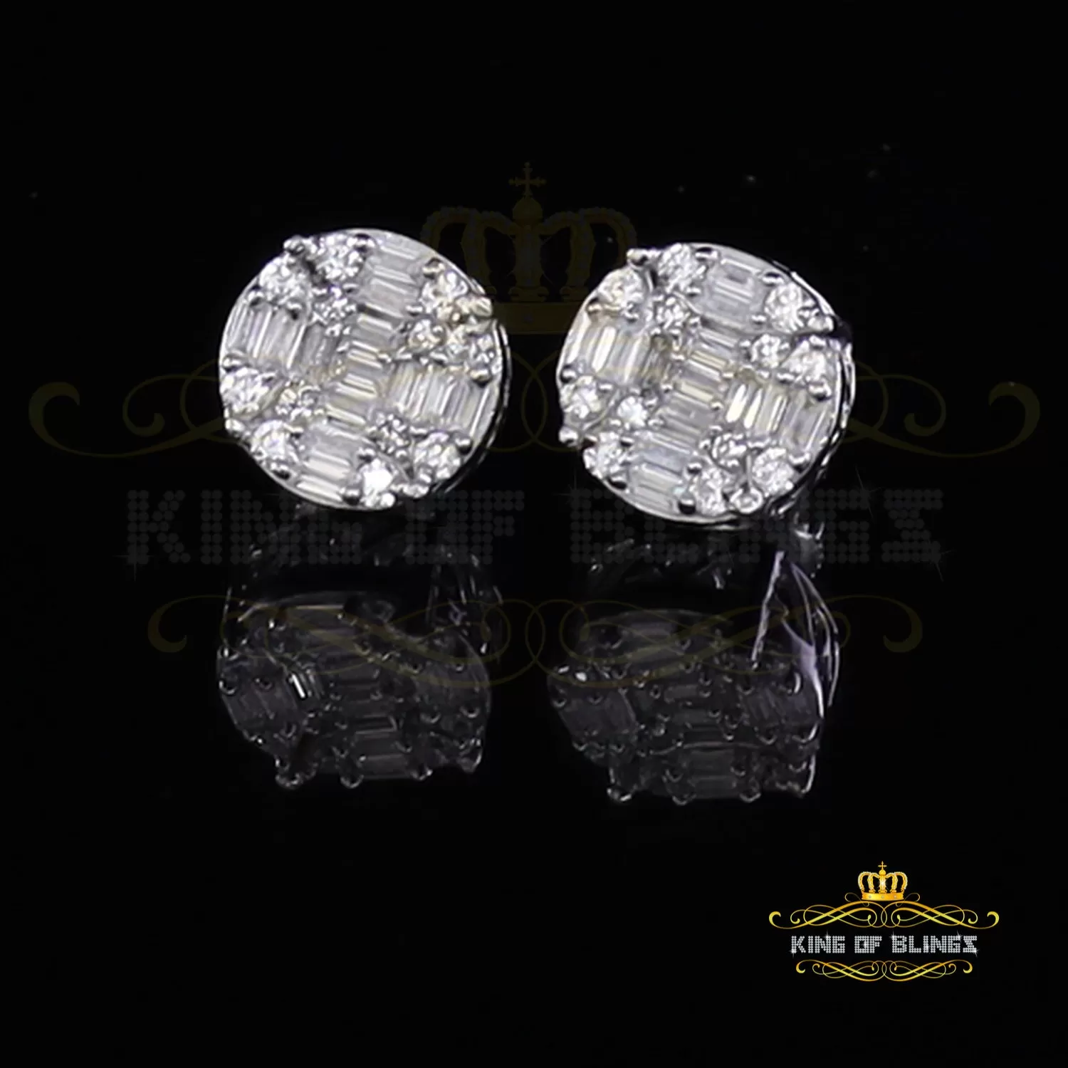 King of Blings- Hip Hop White 925 Silver 1.06ct Cubic Zirconia Women's & Men's style Earrings