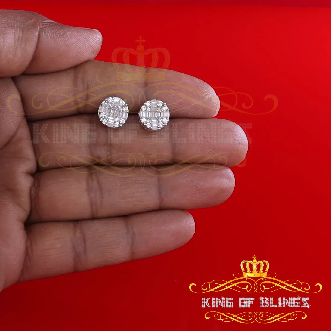 King of Blings- Hip Hop White 925 Silver 1.06ct Cubic Zirconia Women's & Men's style Earrings