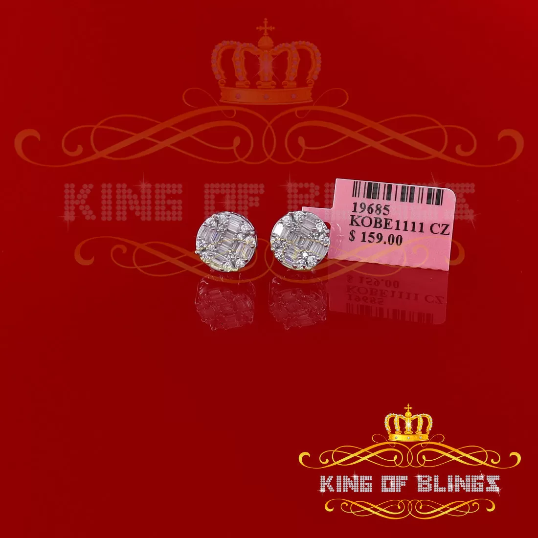 King of Blings- Hip Hop White 925 Silver 1.06ct Cubic Zirconia Women's & Men's style Earrings