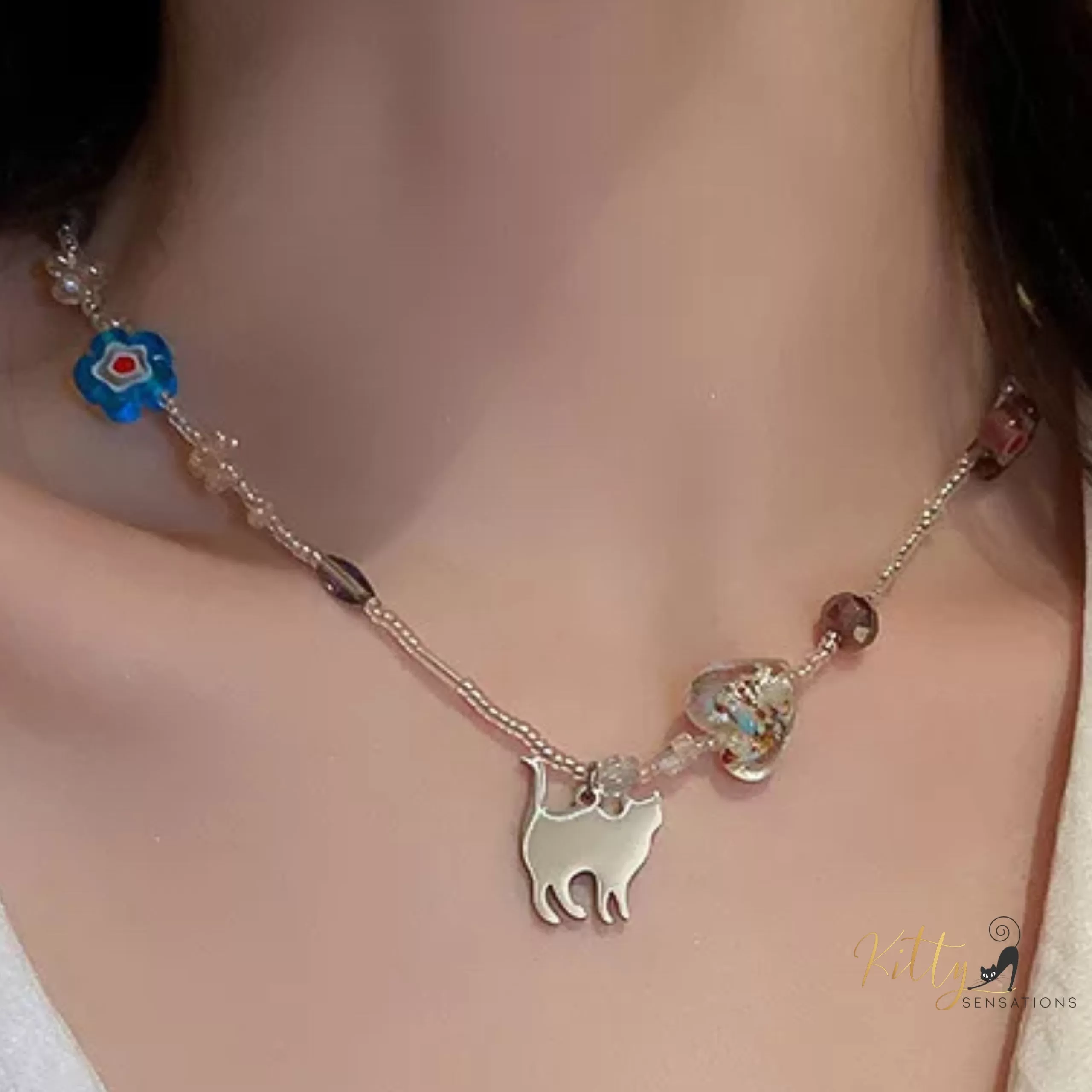 Kitty Beads Necklace in Acrylic and Metal