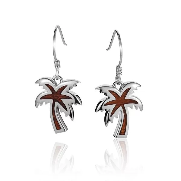 Koa Wood Island Palm Tree Earrings