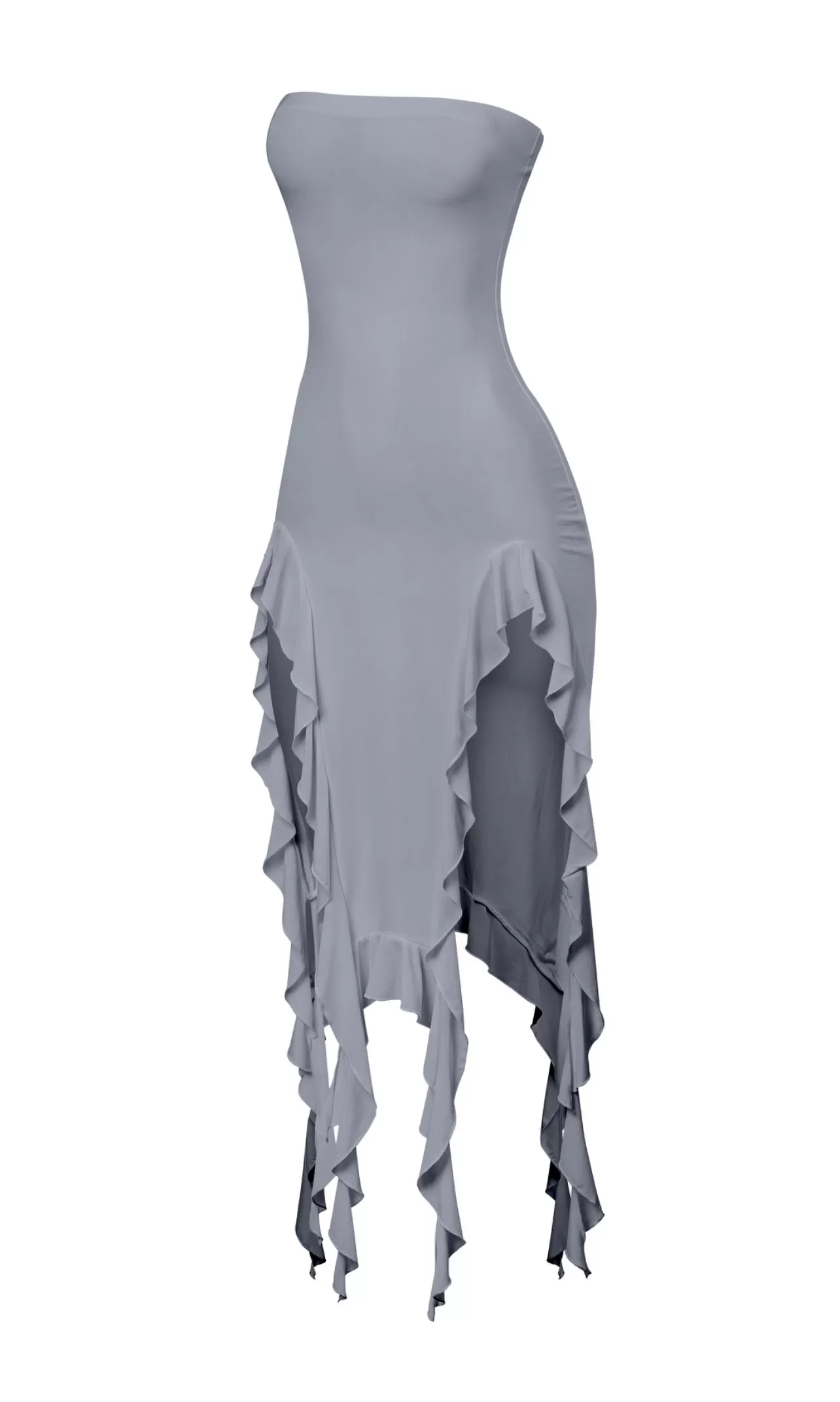 Kylie Strapless Mini Ruffled Asymmetrical Dress