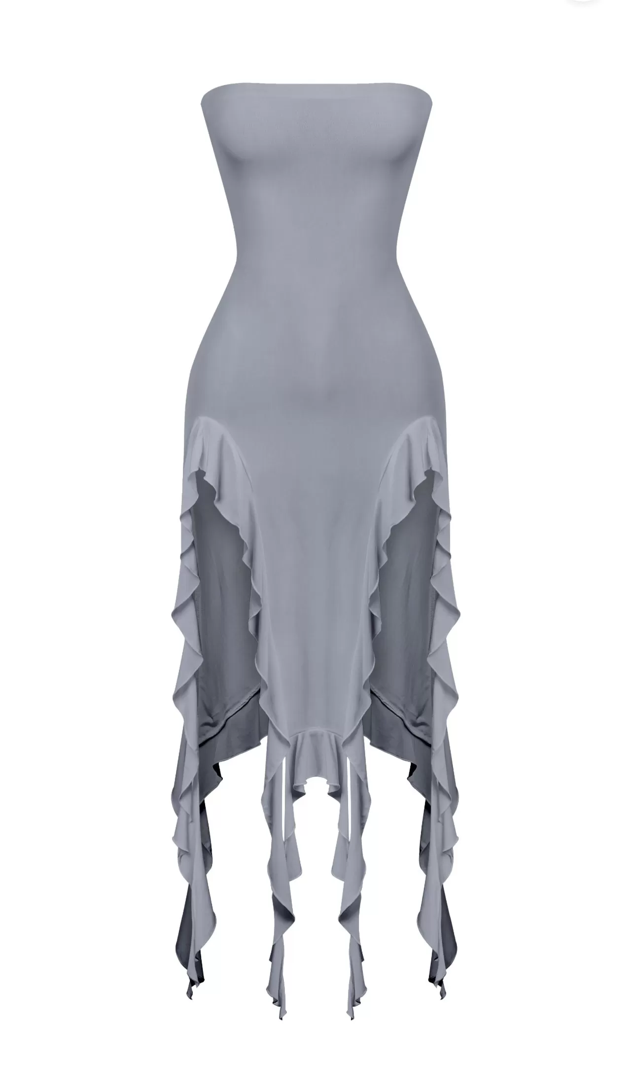 Kylie Strapless Mini Ruffled Asymmetrical Dress