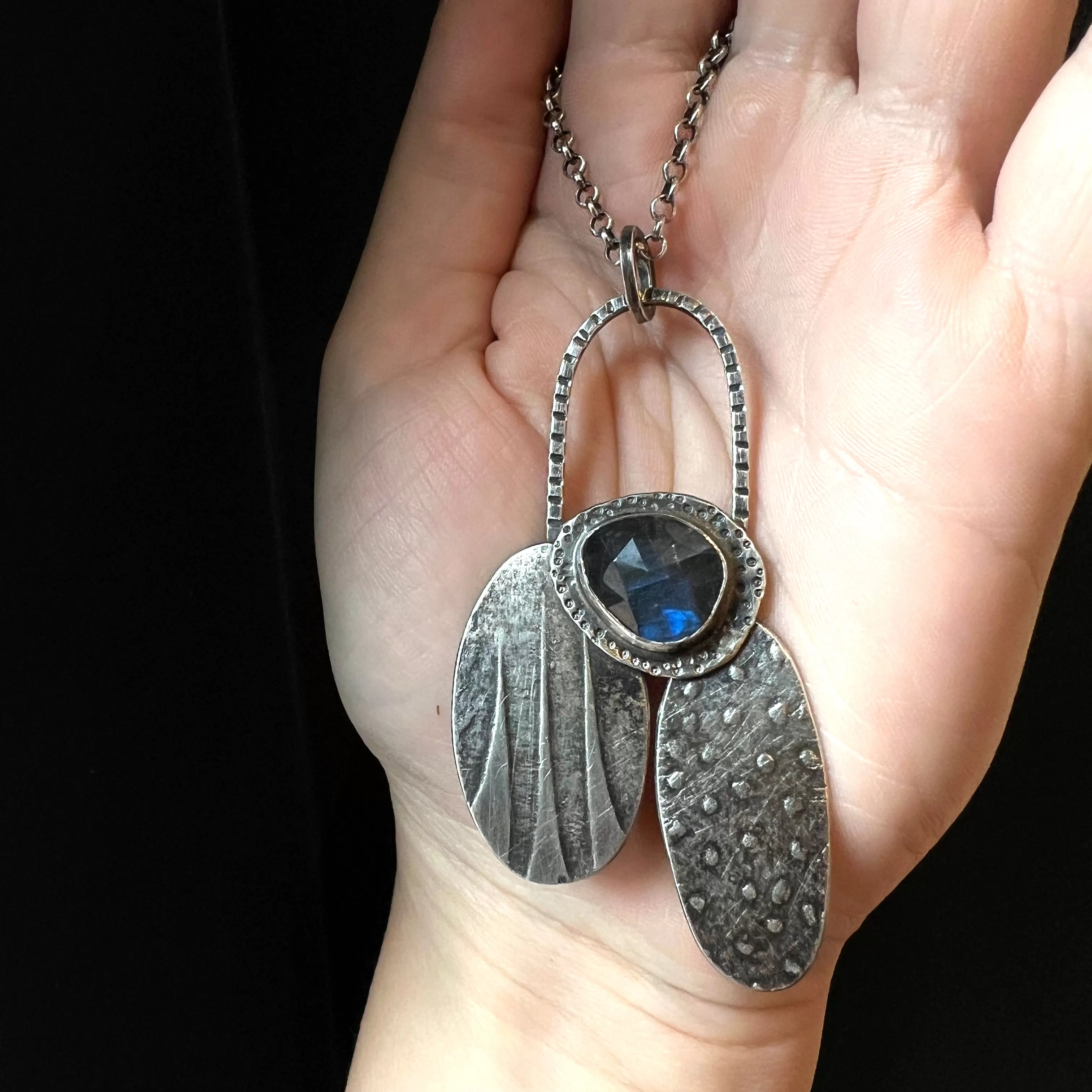 Labradorite Petal Pendant