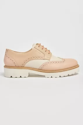 Ladies Lace Up Brogues Pod Leather Ladies Shoes Pink Kortney