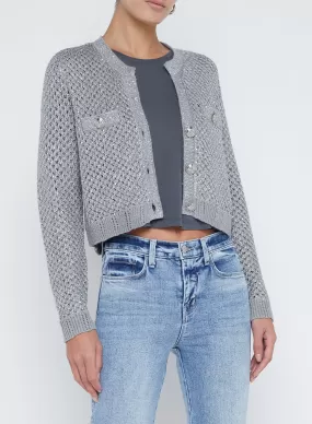 L’agence - Blanca Sequin Crop Cardigan - Silver