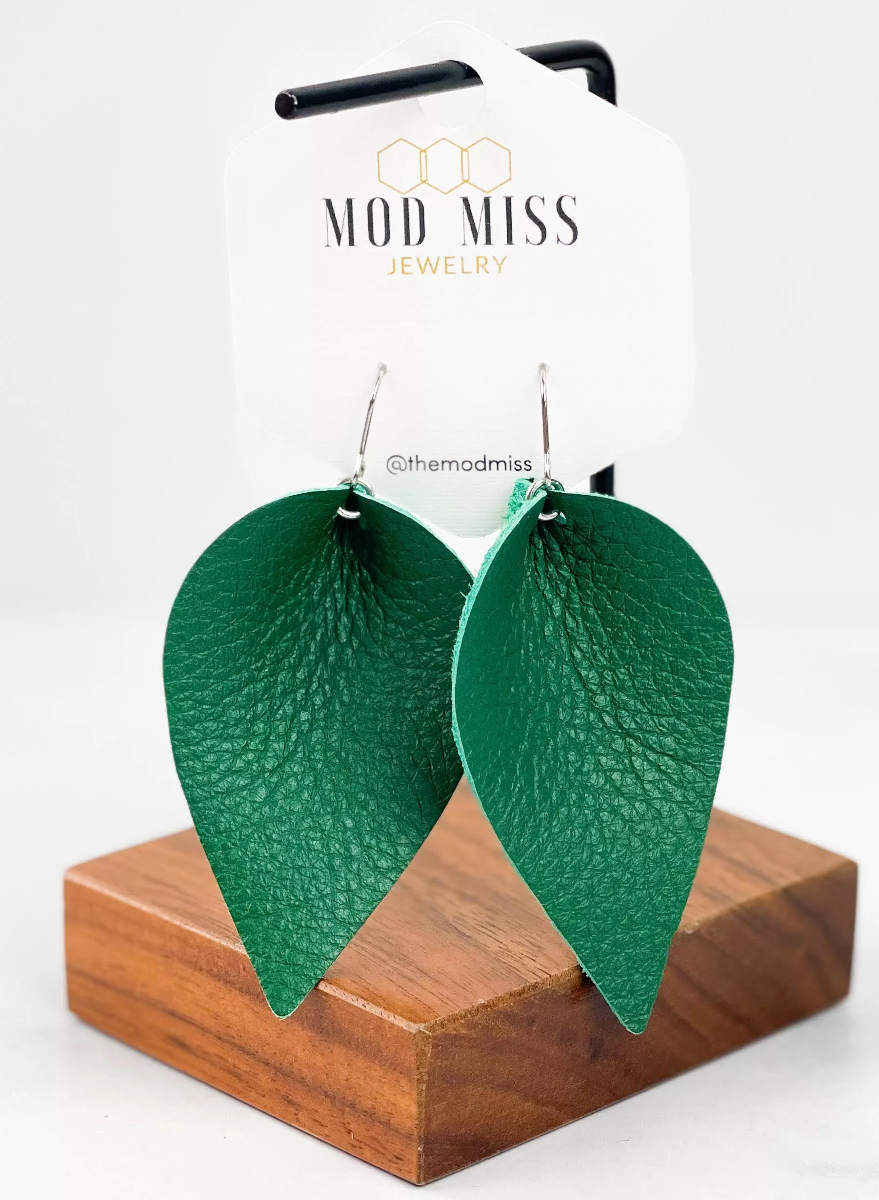 Leather Petal Earring Kelly Green