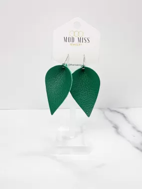 Leather Petal Earring Kelly Green