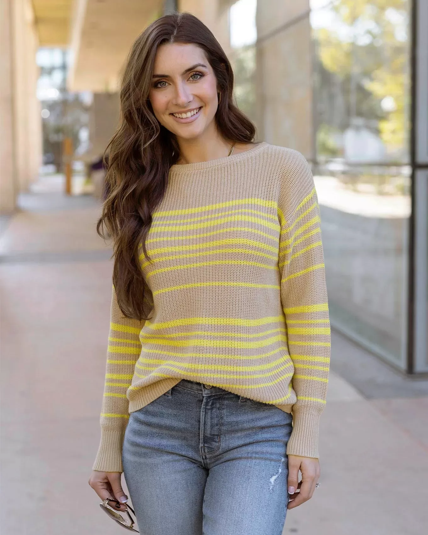 Lemon Lines Lightweight Sweater by Grace & Lace (Ships in 1-2 Weeks)