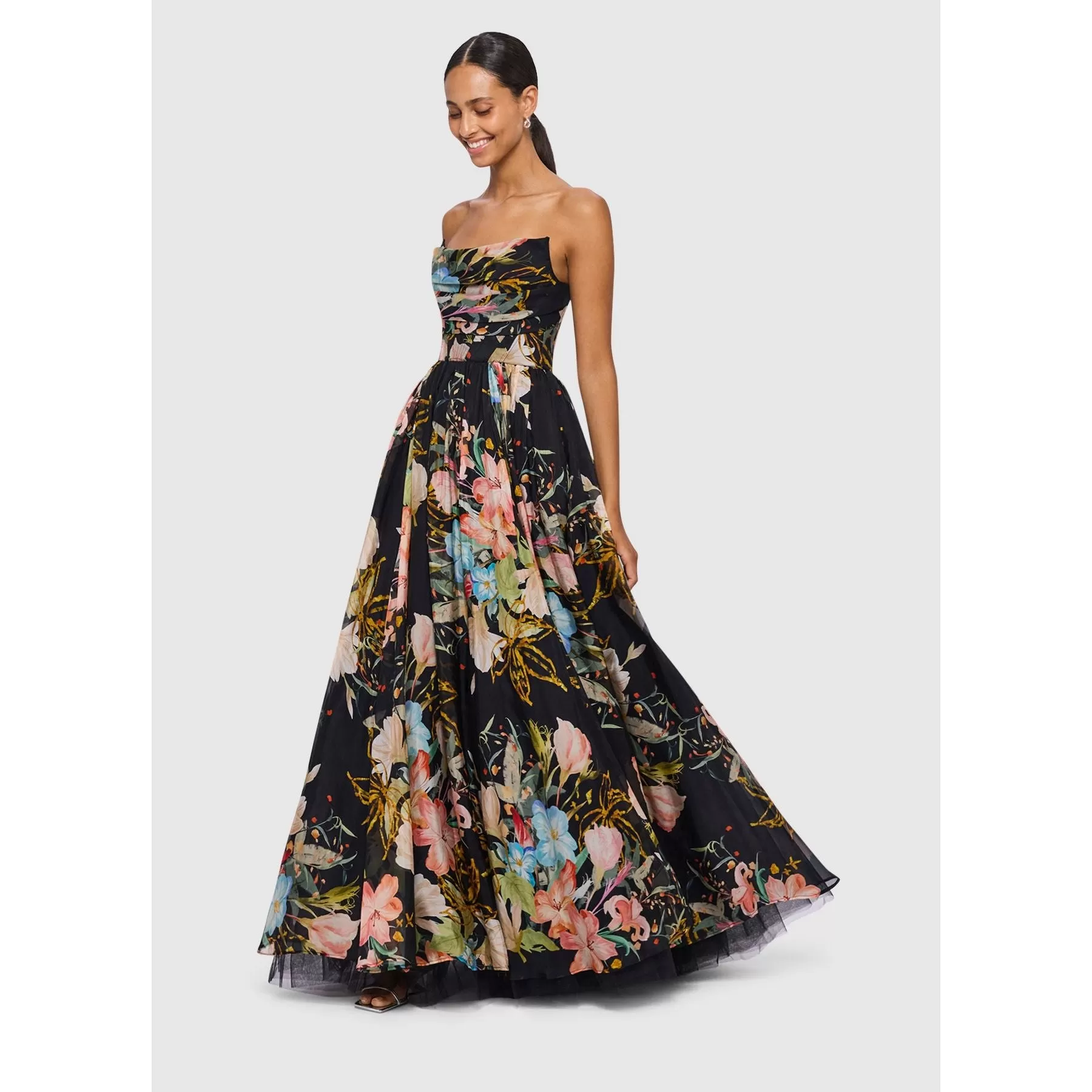 Leo Lin Rania Bustier Gown - Opulent Print in Mystic