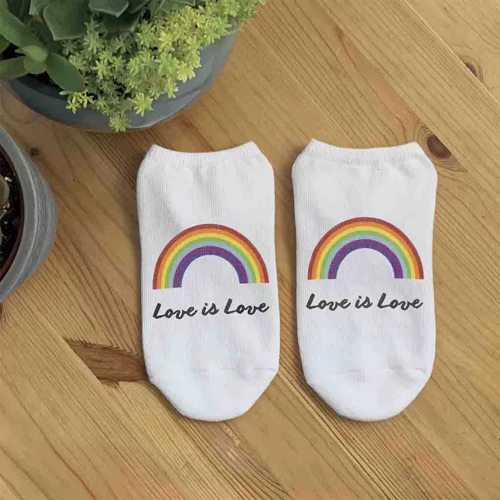 Love is Love Gay Pride Rainbow No Show Socks