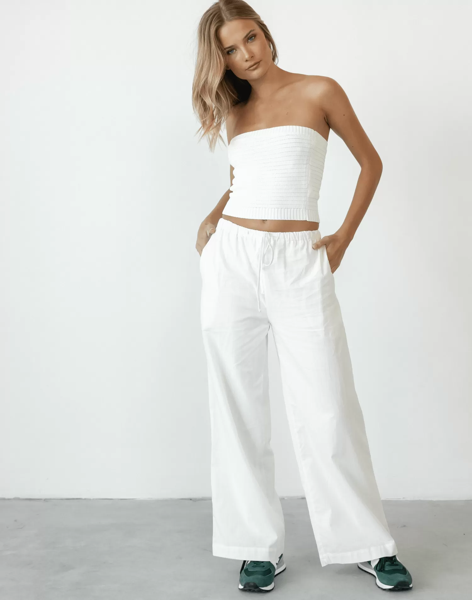 Lytton Strapless Crop Top (White)