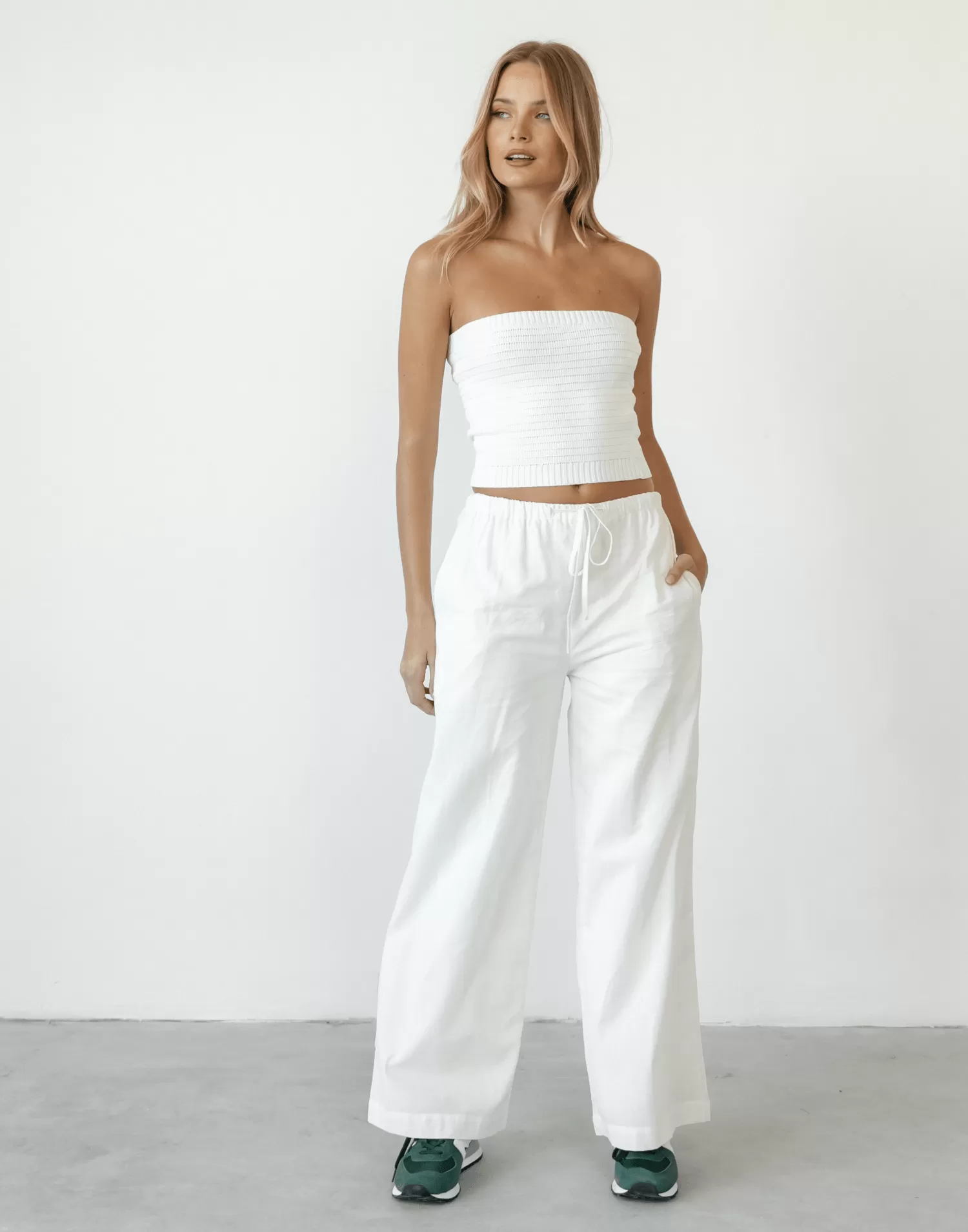 Lytton Strapless Crop Top (White)