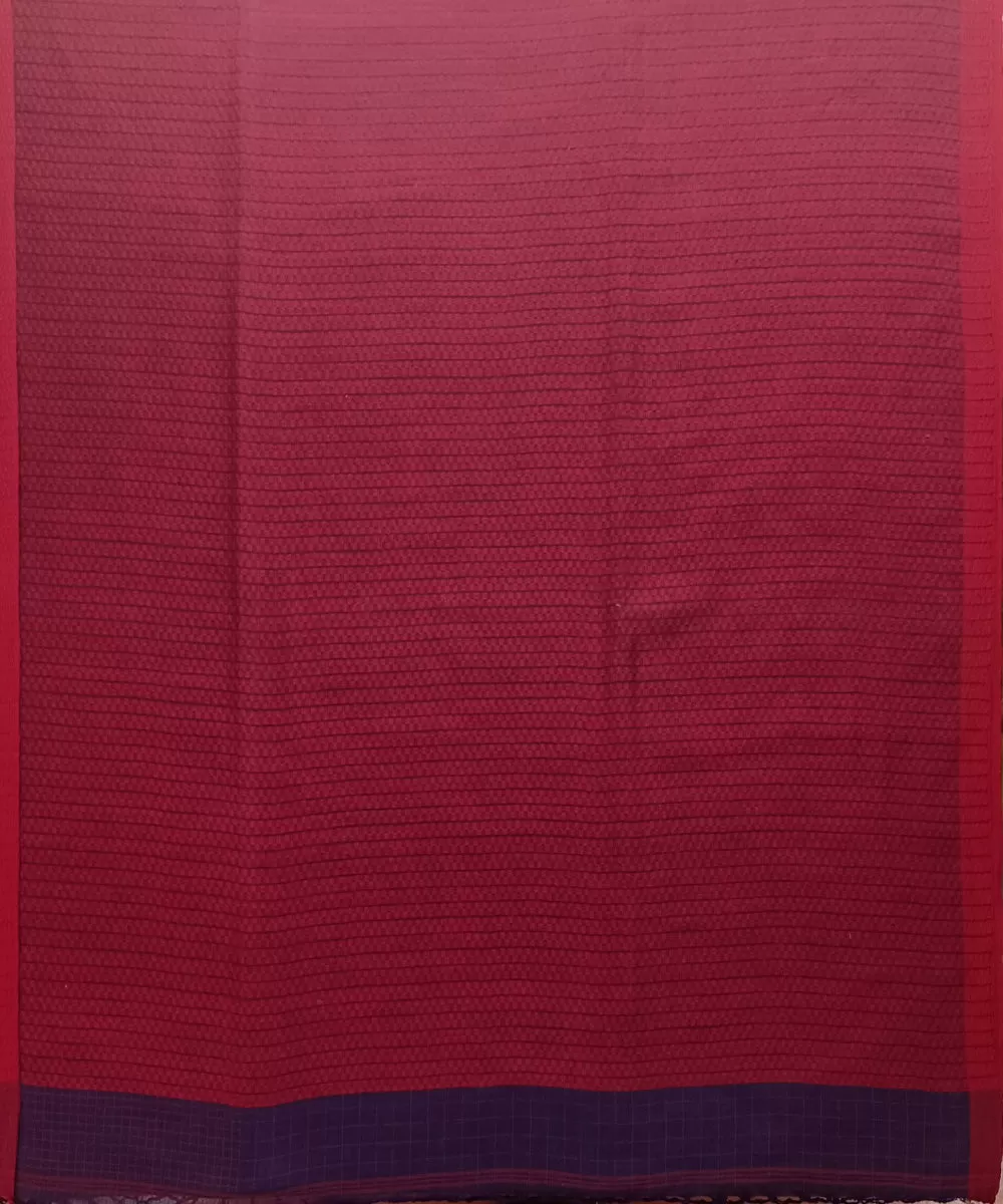 Maroon navy blue ghicha anchal cotton handwoven saree