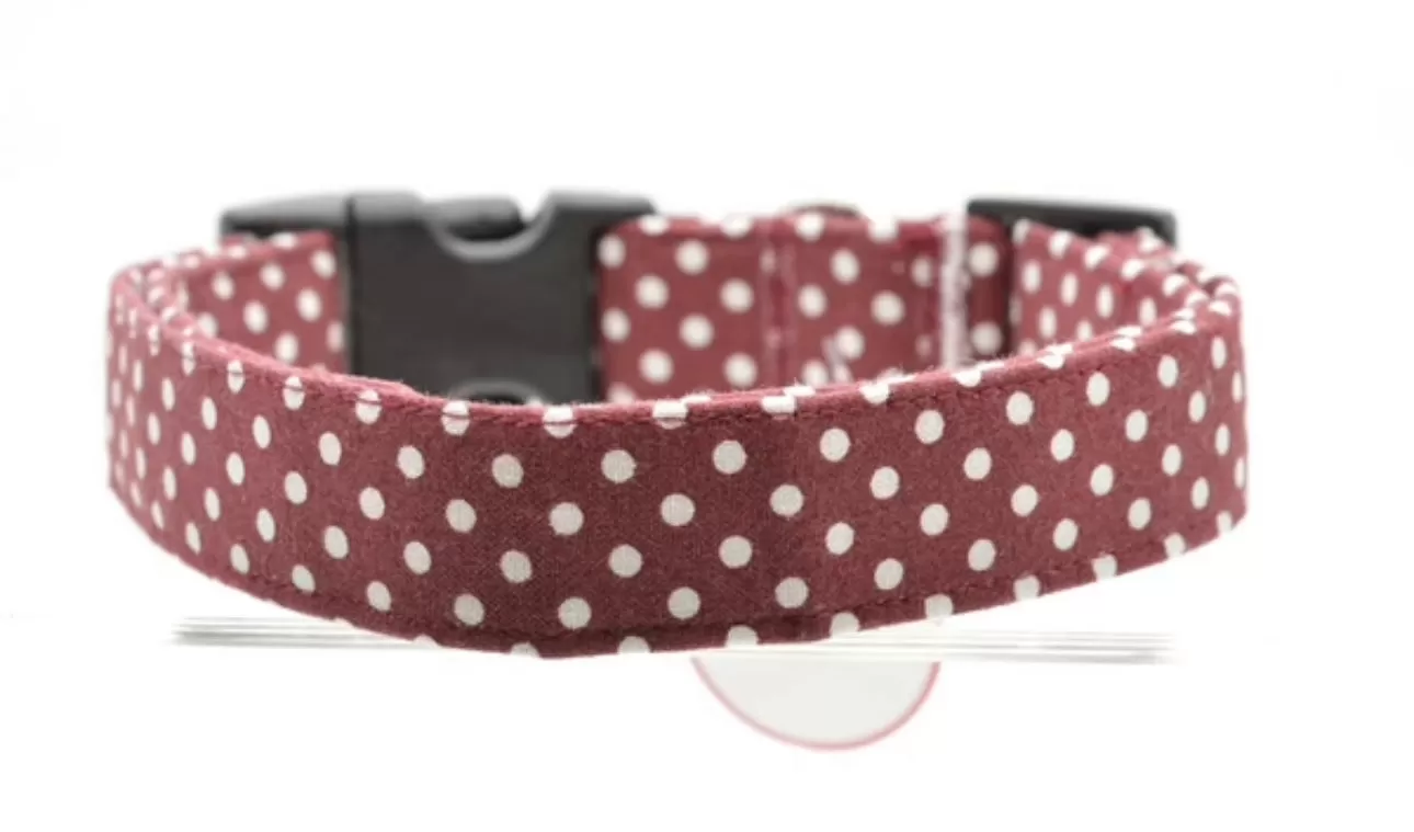 Maroon Spotted Dog Collar