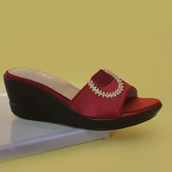 Maroon Wedge Slippers for women