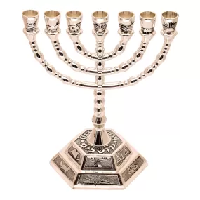 Menorah Silver Plated Candle Holder from Jerusalem 7.5″ / 19cm