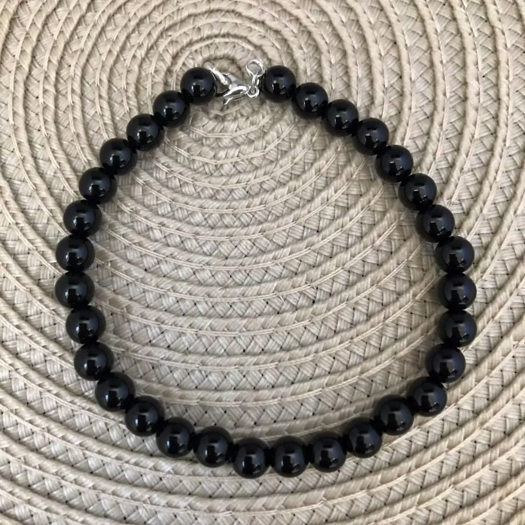 Men's Black Onyx Beaded Bracelet