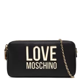 Mini Clutch con Tracolla LOVE MOSCHINO linea Gold Metal Logo colore Nero