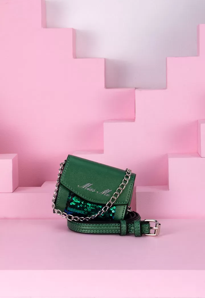 Mini Sequin Panel Flap Crossbody Bag