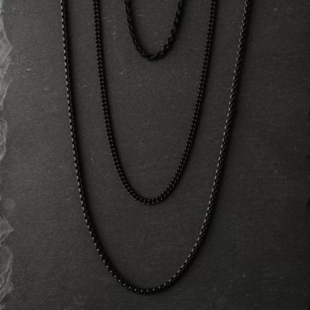 Minimal Chain Necklace Black Adjustable 50-60cm/20-24'