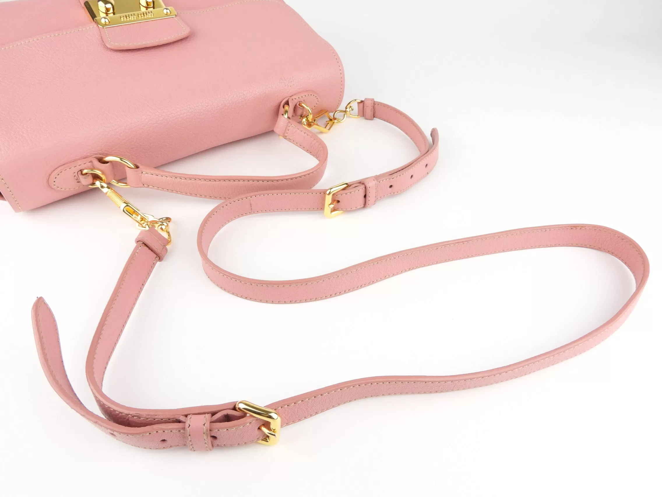 Miu Miu Pink Madras Leather Two-Way Satchel Bag