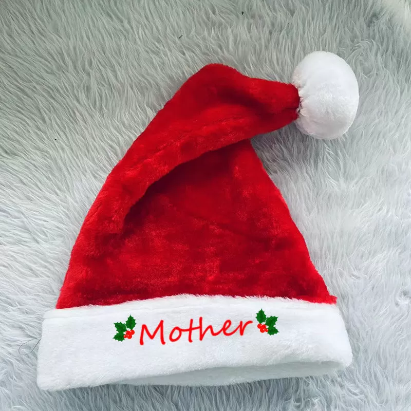 Mommy and Me Alphabet Embroidery Plush Christmas Hat