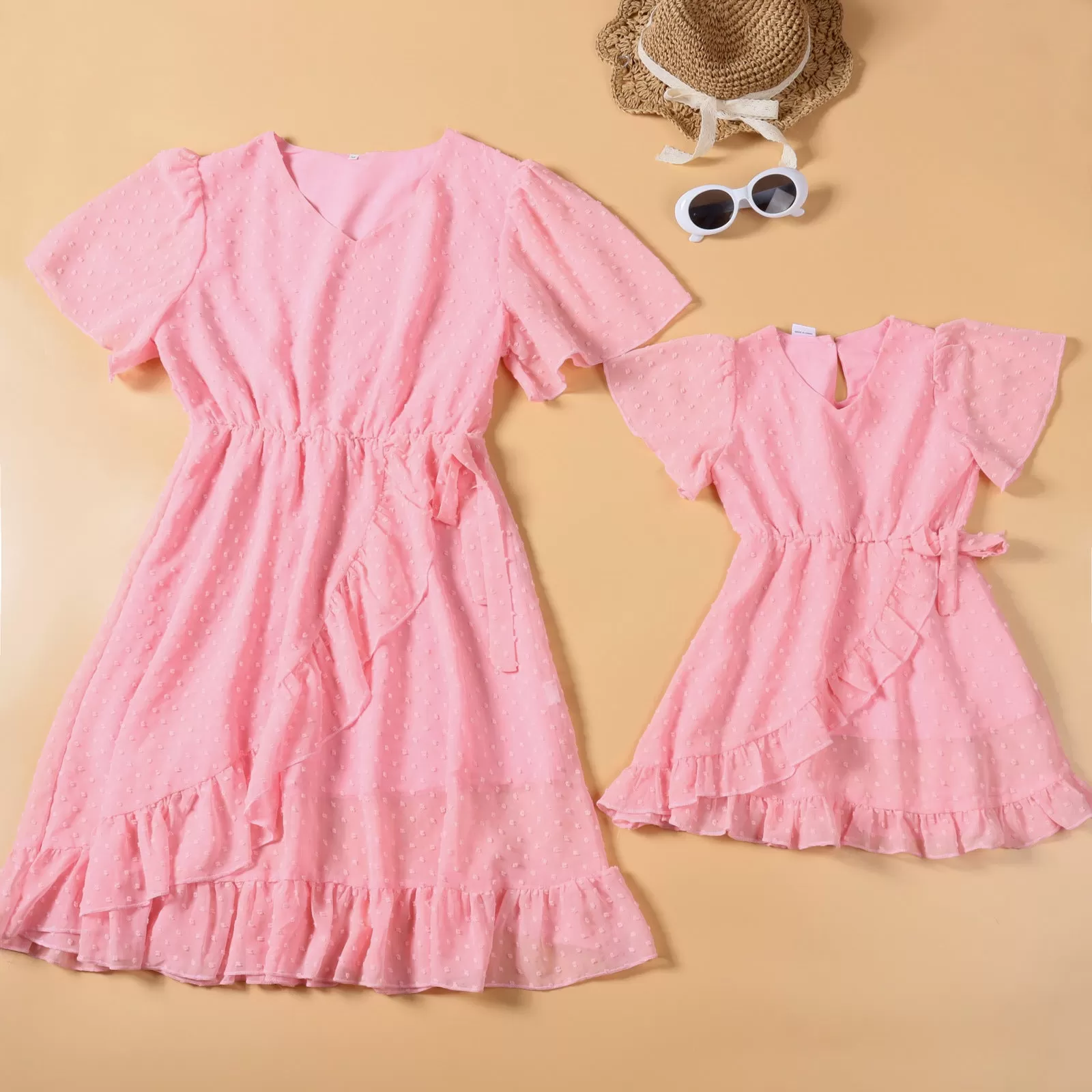 Mommy And Me Kid Solid Color Dresses