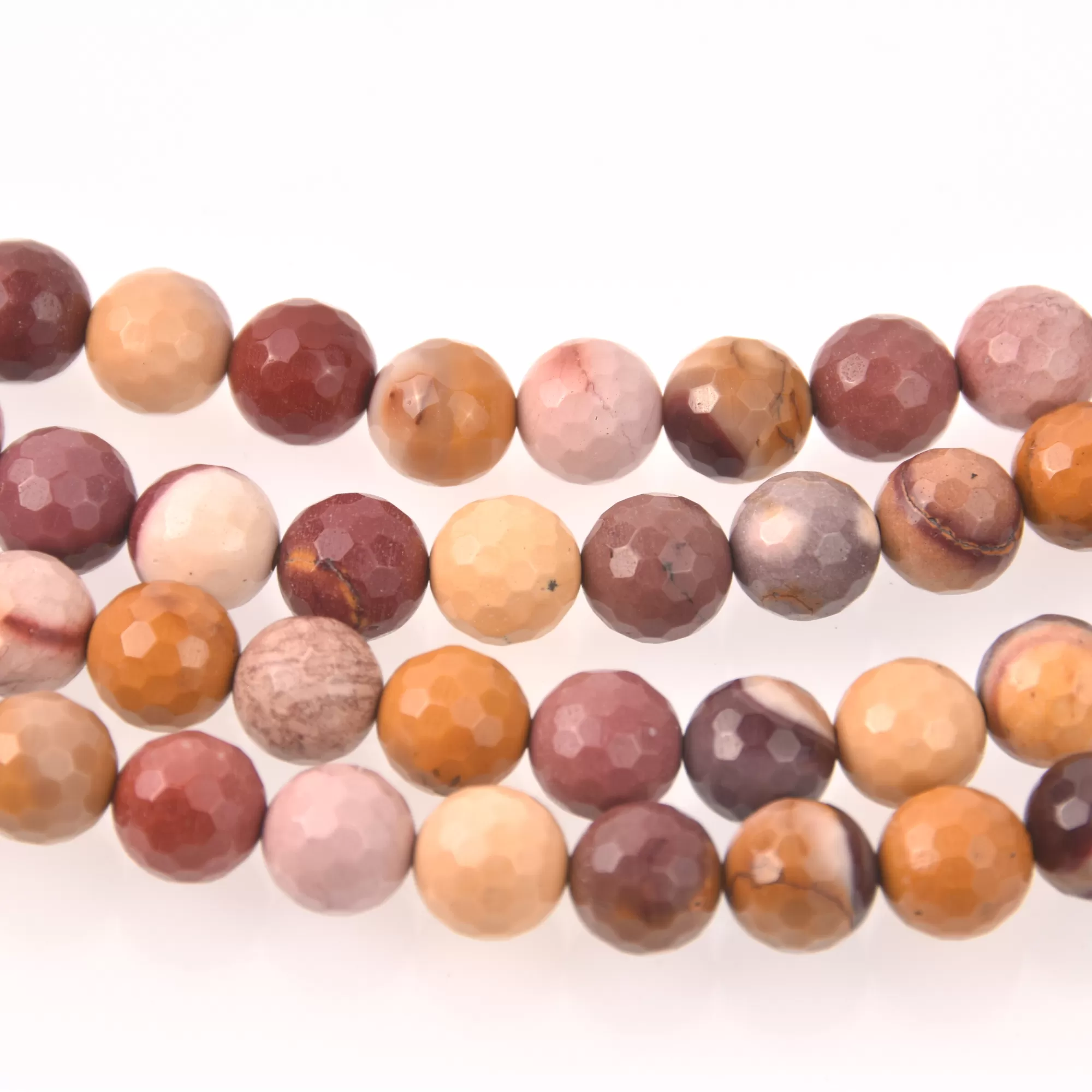 Mookaite, 10mm Faceted Round Gemstone Beads, red yellow maroon full strand, gem0837