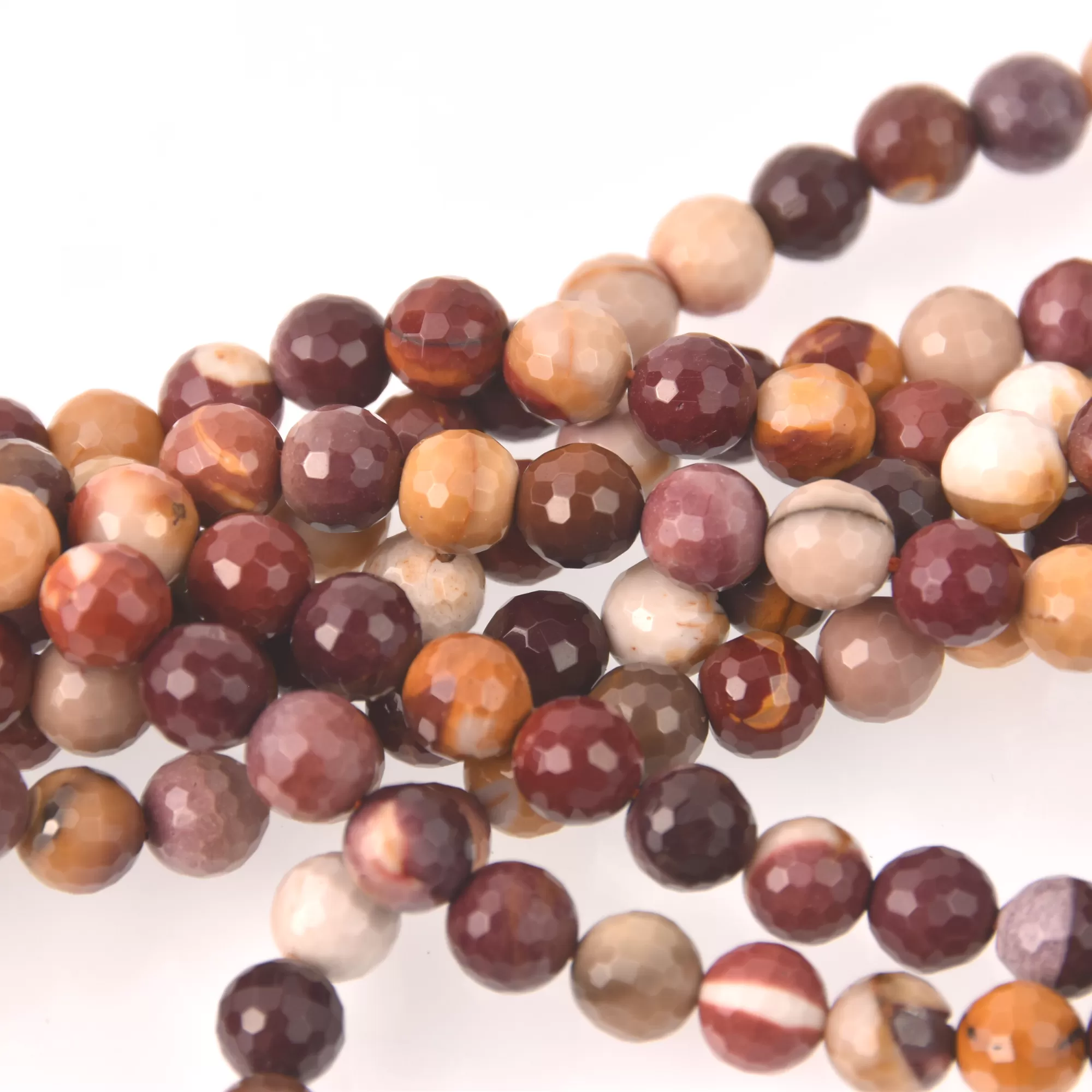 Mookaite, 8mm Faceted Round Gemstone Beads, red yellow maroon full strand, gem0836