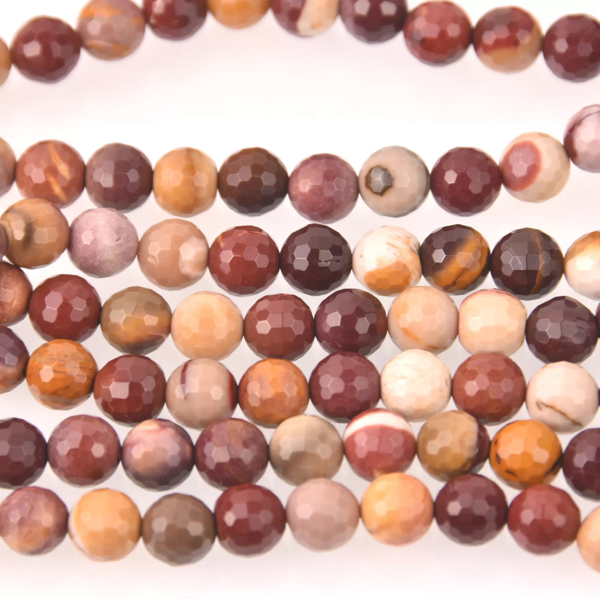 Mookaite, 8mm Faceted Round Gemstone Beads, red yellow maroon full strand, gem0836