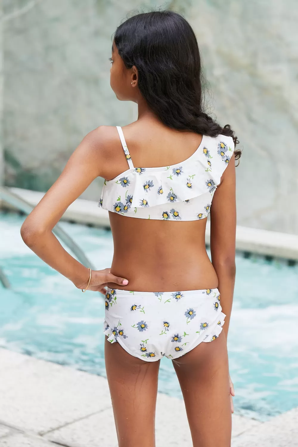 Mädchen Marina West Swim Float On Asymmetric Neck Zweiteiliges Set in Daisy Cream Mommy And Me Badeanzüge Mutter Tochter Bademode