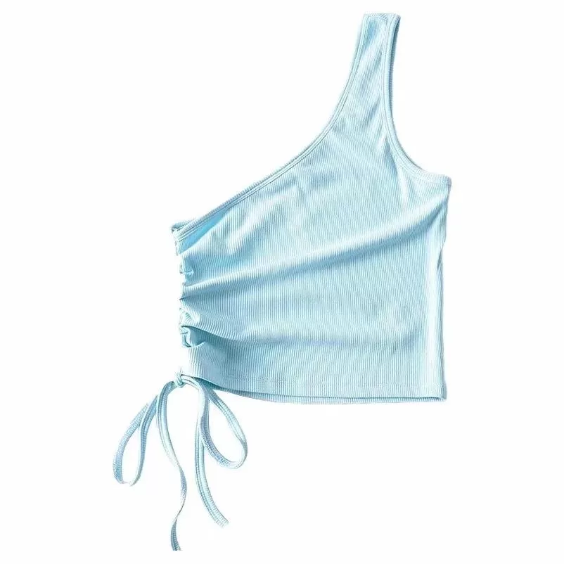 one=shoulder drawstring tank top