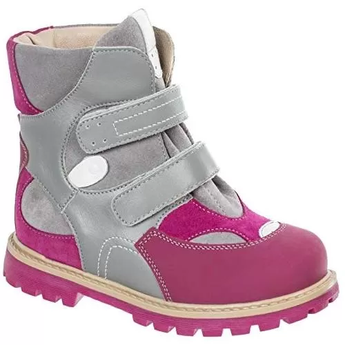 Orthopedic Boots Autumn Winter Outdoor Shoes High Top Two Fasteners Baby Toddler Kids Boys Girls Gray/Pink