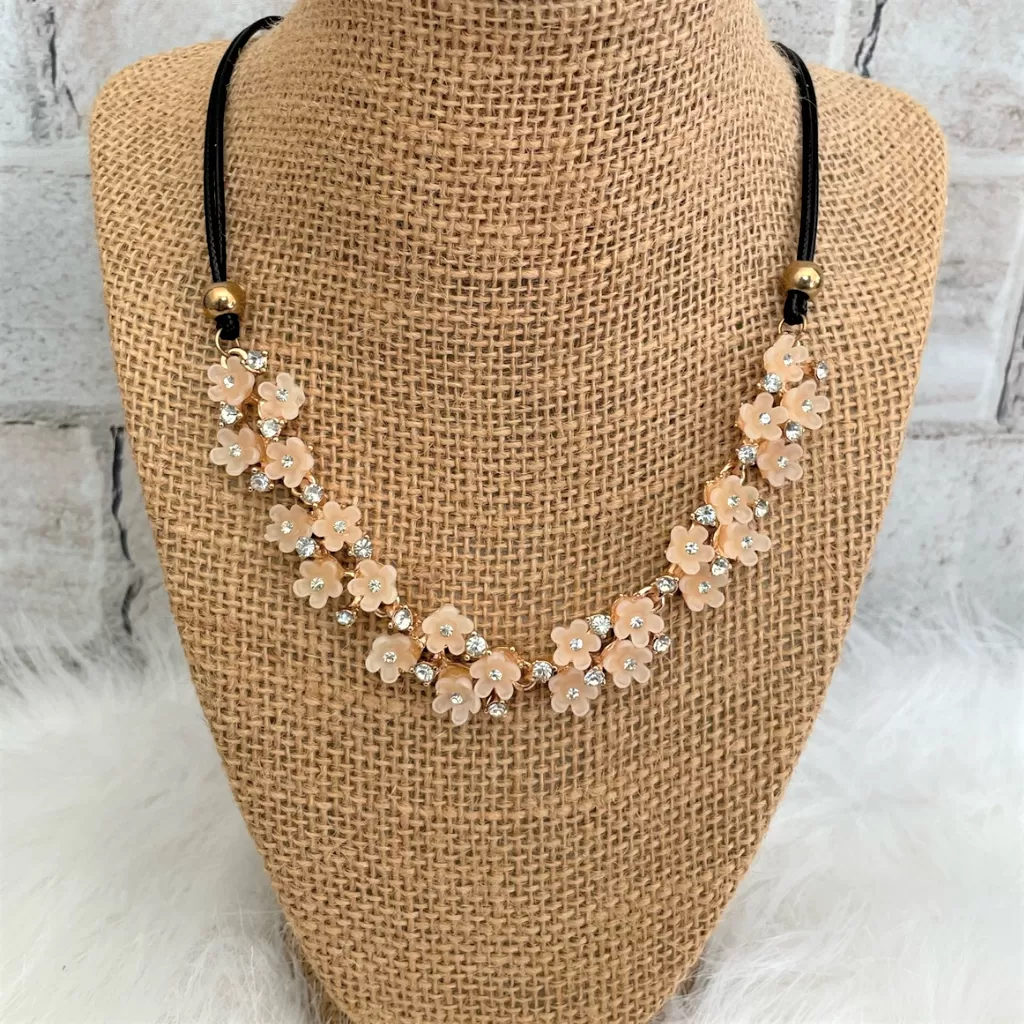 Pale Pink Flower Statement Necklace